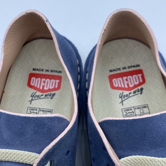 On Foot Perforated Suede Sneakers Blue Jean 38 Best Fits US Womens 7.5 - Picture 8 of 16